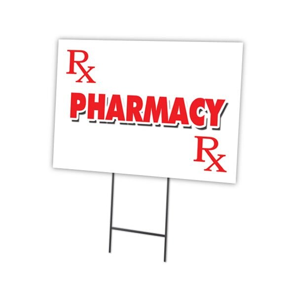 Pharmacy Yard Sign & Stake outdoor plastic coroplast window, C-1216-DS-Pharmacy